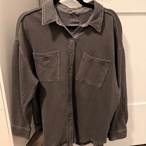 aerie Black Button-Up Shirt Jacket